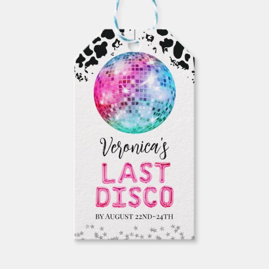 Disco Cowgirl Bachelorette Dank je Labels Cadeaulabel (Voorkant)