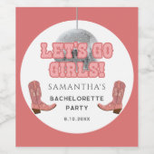 Disco Cowgirl Bachelorette Feest Wijn Etiket (Enkel label)