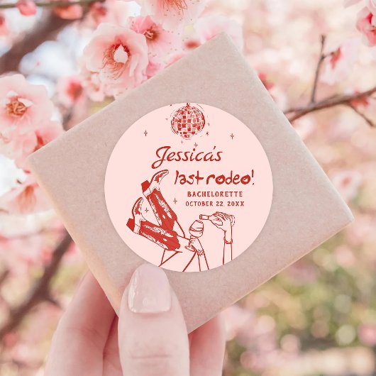 Disco Cowgirl Bachelorette Feestje Ronde Sticker