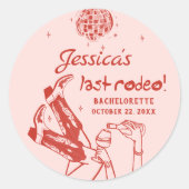 Disco Cowgirl Bachelorette Feestje Ronde Sticker (Voorkant)