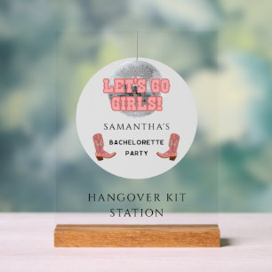 Disco Cowgirl Bachelorette Hangover Kit Station Acryl Bord