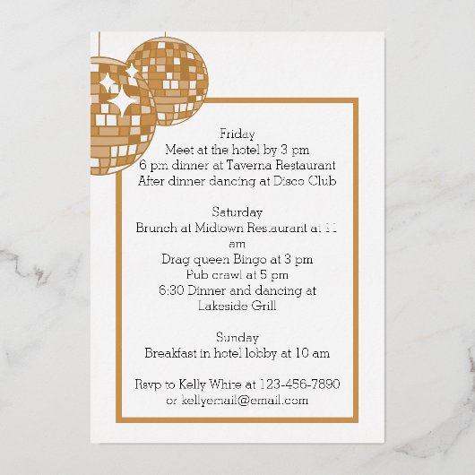 Disco Cowgirl Bachelorette Itinerary Last Rodeo Folie Uitnodiging (Achterkant)