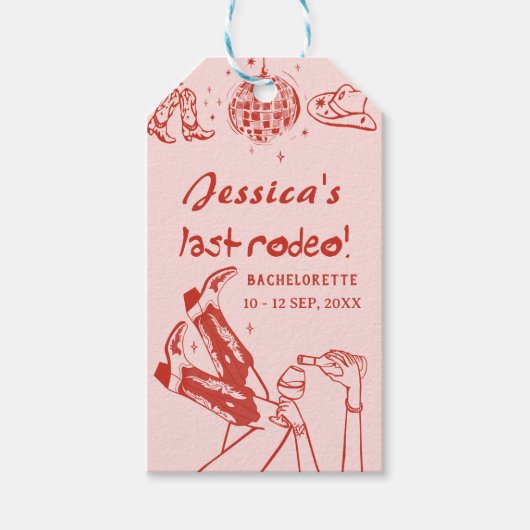 Disco Cowgirl Bachelorette Party Cadeaulabel (Voorkant)