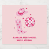 Disco Cowgirl Bachelorette Party Champagne Labels Sparkling Wijnetiket (Enkel label)