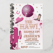Disco Cowgirl Bachelorette Party Folie Uitnodiging (Voorkant)