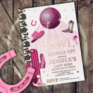 Disco Cowgirl Bachelorette Party Folie Uitnodiging