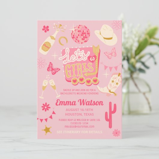 Disco Cowgirl Bachelorette Party Kaart (Staand voorkant)