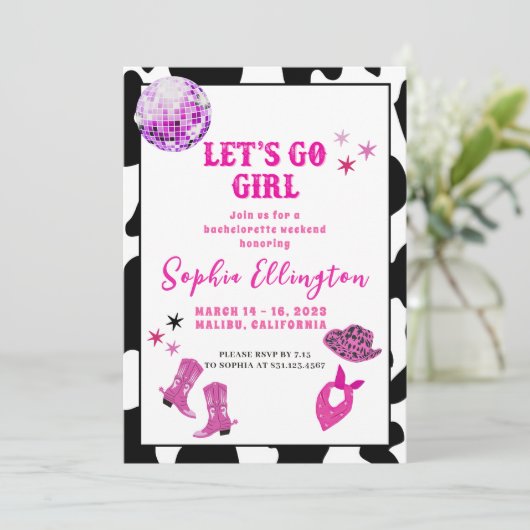 Disco Cowgirl Bachelorette Party Kaart (Staand voorkant)