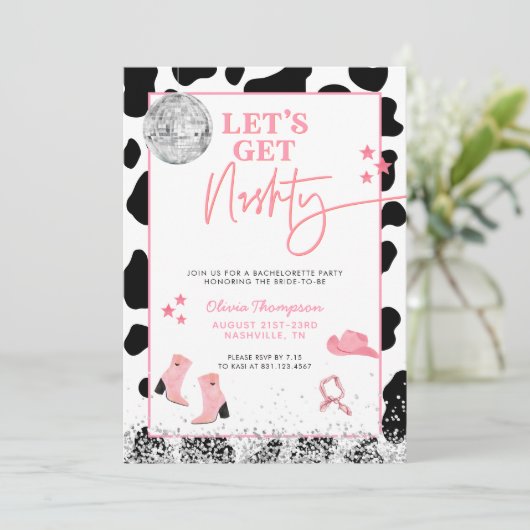 Disco Cowgirl Bachelorette Party, laten we Nashty  Kaart (Staand voorkant)