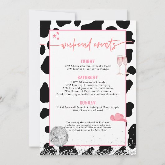 Disco Cowgirl Bachelorette Party, laten we Nashty  Kaart (Achterkant)