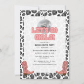 Disco Cowgirl Bachelorette Party Roze Zwart Kaart (Voorkant)