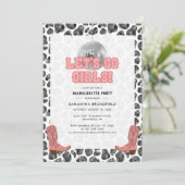 Disco Cowgirl Bachelorette Party Roze Zwart Kaart (Staand voorkant)