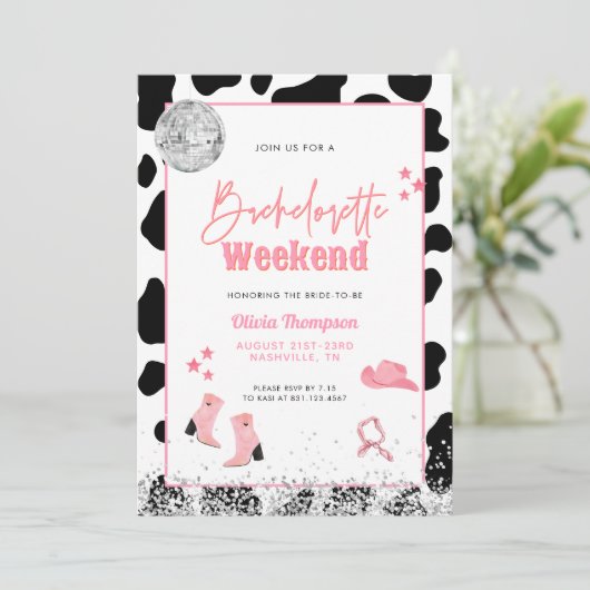 Disco Cowgirl Bachelorette Party | Ruimtevaartwage Kaart (Staand voorkant)