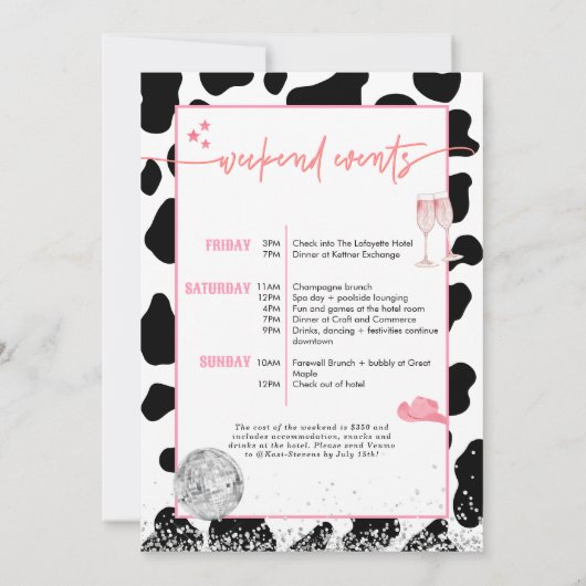 Disco Cowgirl Bachelorette Party | Ruimtevaartwage Kaart (Achterkant)
