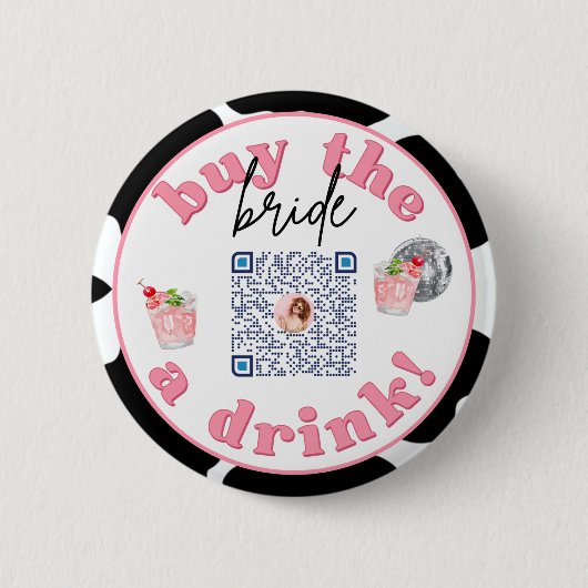 Disco Cowgirl Bachelorette Party Venmo QR Code Pin Ronde Button 5,7 Cm (Voorkant)