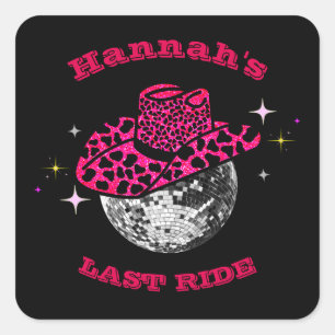 Disco Cowgirl Bachelorette party Vierkante Sticker
