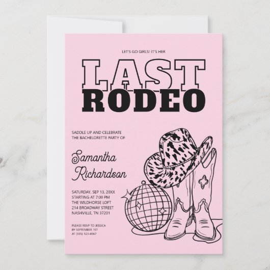 Disco Cowgirl Bachelorette Party Weekendprogramma Kaart (Voorkant)