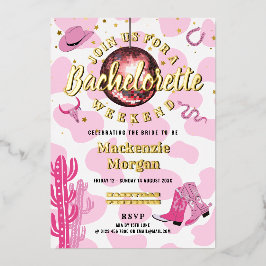 Disco Cowgirl Bachelorette Weekend Feest Folie Uitnodiging