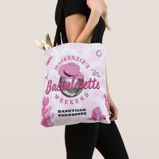 Disco Cowgirl Bachelorette Weekend Feestje Tote Bag (Dichtbij)