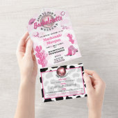 Disco Cowgirl Bachelorette Weekend Party All In One Uitnodiging (Afscheurbaar)