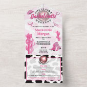 Disco Cowgirl Bachelorette Weekend Party All In One Uitnodiging (Binnen)