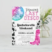 Disco Cowgirl Bachelorette Weekend uitnodiging (Staand voorkant)