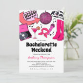 Disco Cowgirl Bachelorette Weekend Uitnodigingen (Staand voorkant)