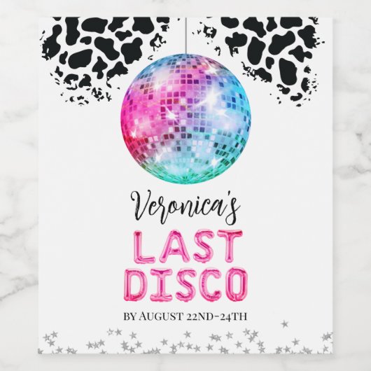 Disco Cowgirl Bachelorette Wijn Etiket (Enkel label)