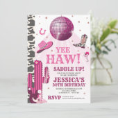 Disco Cowgirl Birthday Party Kaart (Staand voorkant)