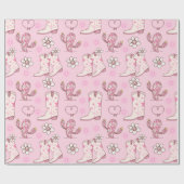 Disco Cowgirl Boots and Cactus Pattern  Cadeaupapier (Vlak)