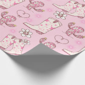 Disco Cowgirl Boots and Cactus Pattern Cadeaupapier (Hoek)