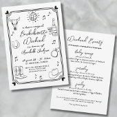 Disco Cowgirl Hand getrokken vrijgezellenfeest Kaart