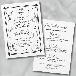 Disco Cowgirl Hand getrokken vrijgezellenfeest Kaart