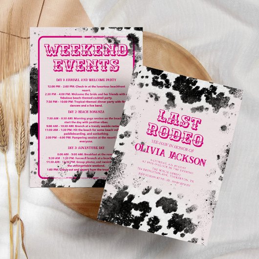 Disco Cowgirl Hot Roze Western Bachelorette Party Kaart