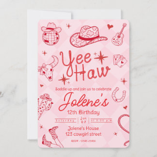Disco Cowgirl Invitation Kaart