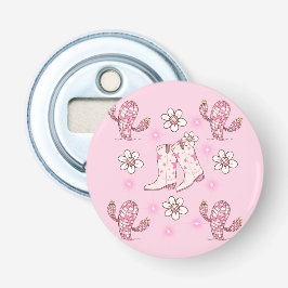 Disco Cowgirl Laars Cactus en Bloemen Button Flesopener