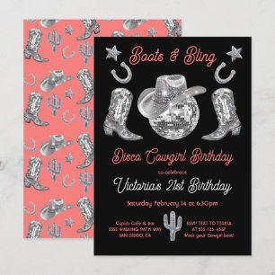 Disco Cowgirl Laarzen & Bling Strass Verjaardag Kaart
