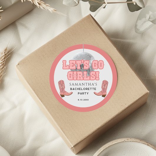 Disco Cowgirl Laat Ons Meisjes Afscheidspartij Van Ronde Sticker