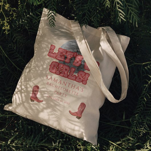Disco Cowgirl Laat Ons Meisjes Bachelorette Feest Tote Bag