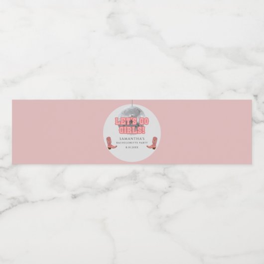 Disco Cowgirl Laat Ons Meisjes Bachelorette Weeken Waterfles Etiket (Enkel label)