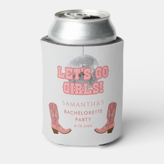 Disco Cowgirl Laat Ons Meisjes Los Uitgaansfeest v Blikjeskoeler (Blikje Achterkant)