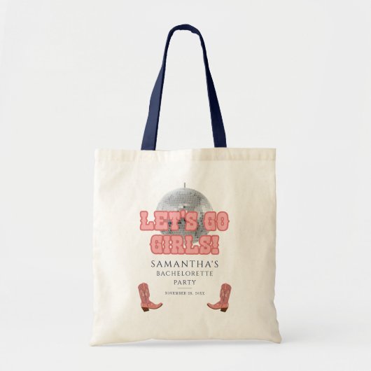 Disco Cowgirl Laat Ons Meisjes Meisjes Bruiloftsfe Tote Bag (Voorkant)
