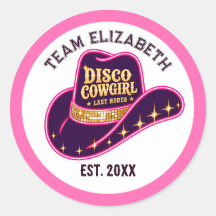 Disco Cowgirl Laatste Rodeo Team Bruid Bachelorett Ronde Sticker
