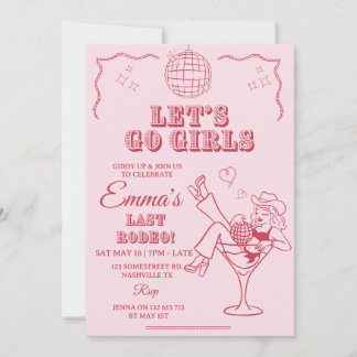 Disco Cowgirl Laatste Rodeo Uitnodiging Template