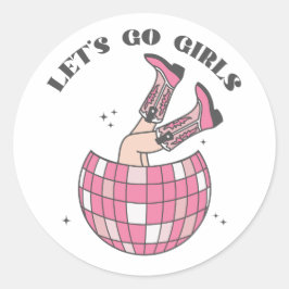 Disco Cowgirl Let's Go Meisjes Ronde Sticker