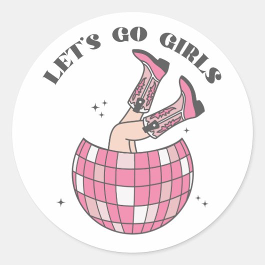 Disco Cowgirl Let's Go Meisjes Ronde Sticker (Voorkant)