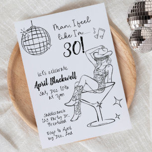 Disco, Cowgirl, Martini, Disco bal Verjaardag Kaart