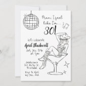 Disco, Cowgirl, Martini, Disco ball Birthday  Kaart (Voorkant)