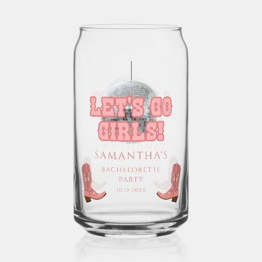 Disco Cowgirl Meisjes Weekend Bachelorette Party Blikvorm Glas (Voorkant)