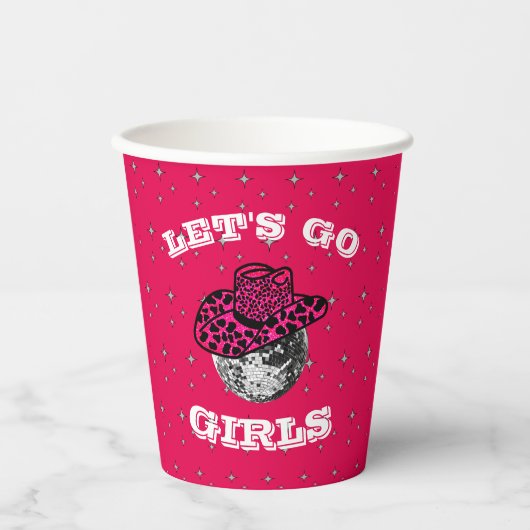Disco Cowgirl met sterpatroon Papier bekertjes Papieren Bekers (Voorkant)